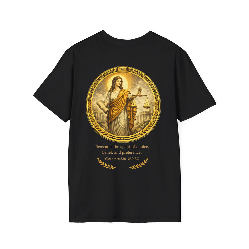 Ancient Greek Wisdom “Reason Is the Agent of Choice” Classical Art Tee (Unisex- Image Printed On The Back)