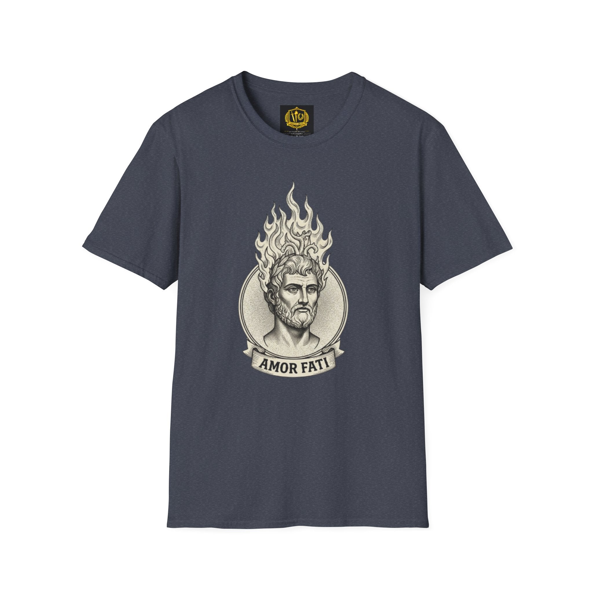 Flame of Fate Philosophy Shirt Classical Roman Stoicism Design (Unisex - Image Printed On The Front)