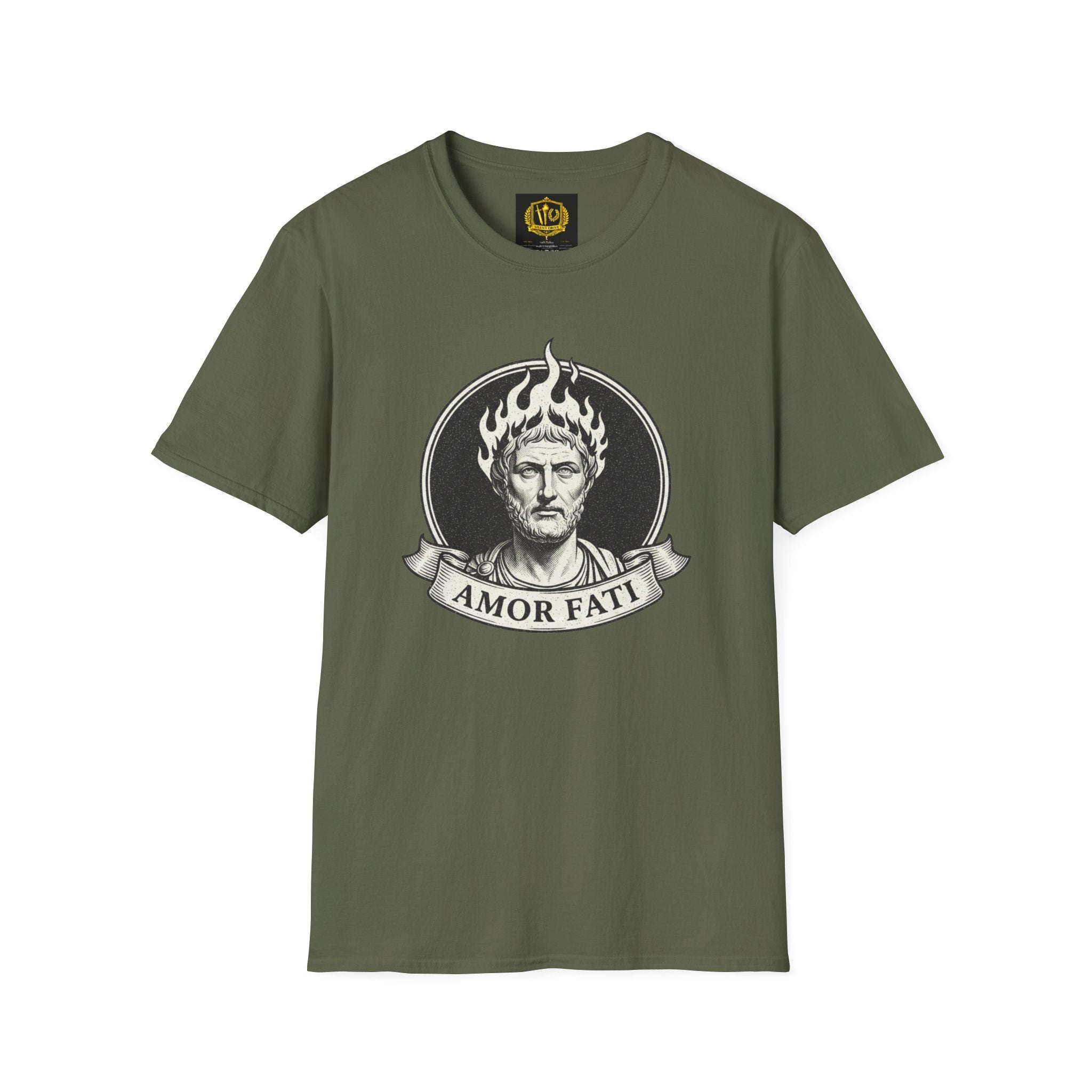 Vintage Marcus Aurelius Design Gold Torch & Laurel Roman Philosophy Shirt (Unisex - Image Printed On The Front)