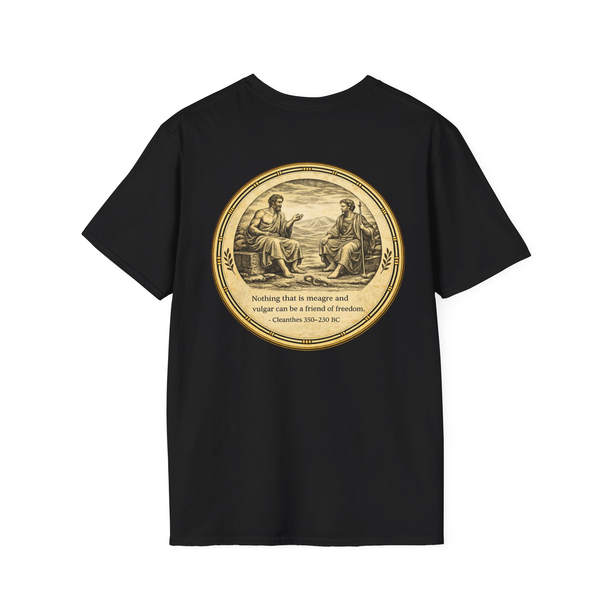 Ancient Greek Wisdom “Nothing That Is Meagre” Classical Art Shirt (Unisex- Image Printed On The Back)