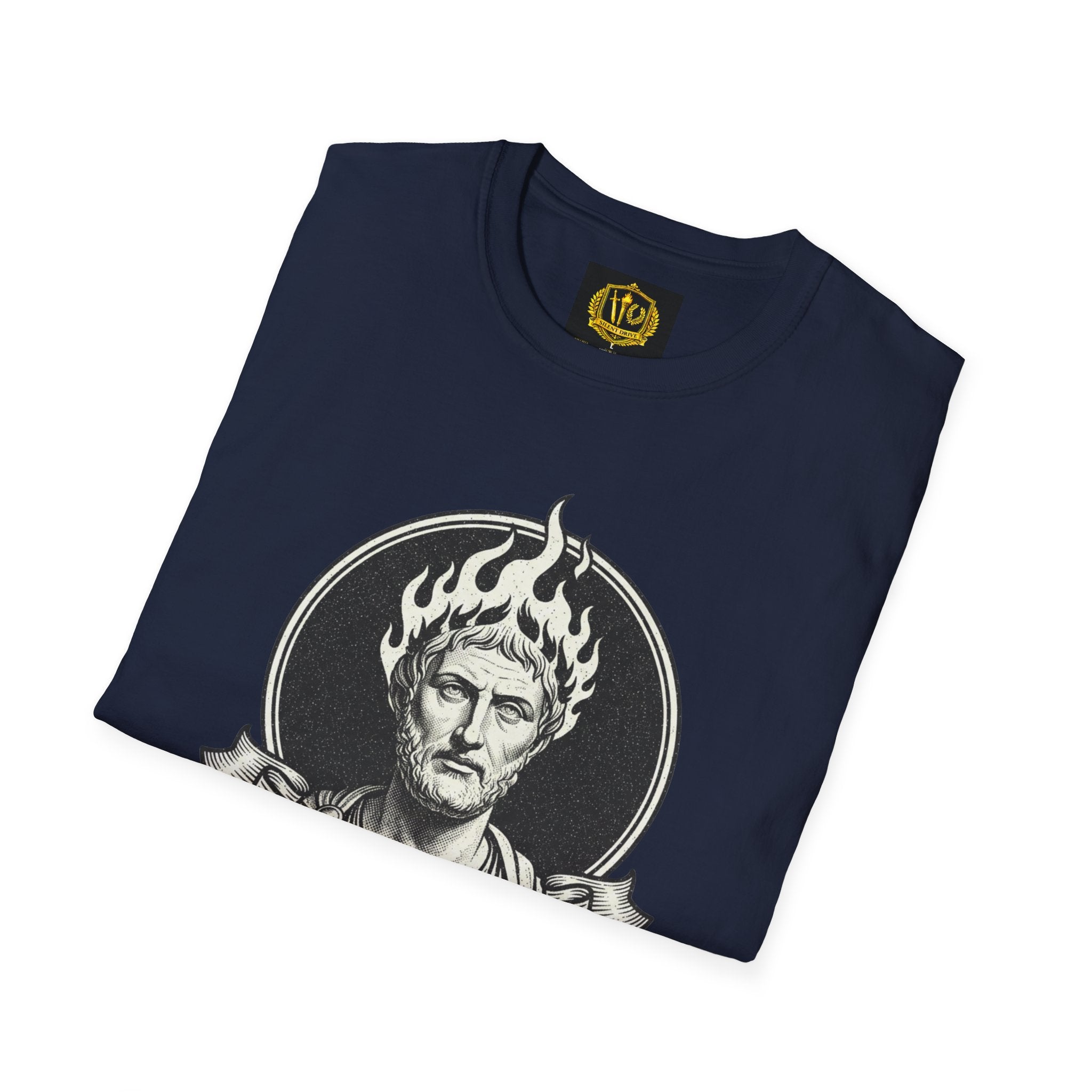 Vintage Marcus Aurelius Design Gold Torch & Laurel Roman Philosophy Shirt (Unisex - Image Printed On The Front)