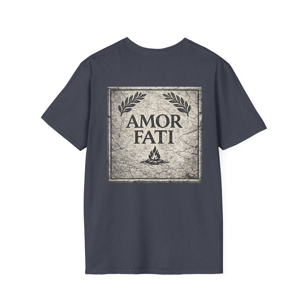 Stoic Philosophy Shirt with Latin Motto Minimalist Fate & Stoicism Design (Unisex- Image Printed On The Back)
