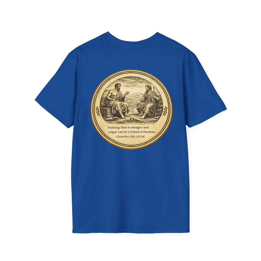 Ancient Greek Wisdom “Nothing That Is Meagre” Classical Art Shirt (Unisex- Image Printed On The Back)