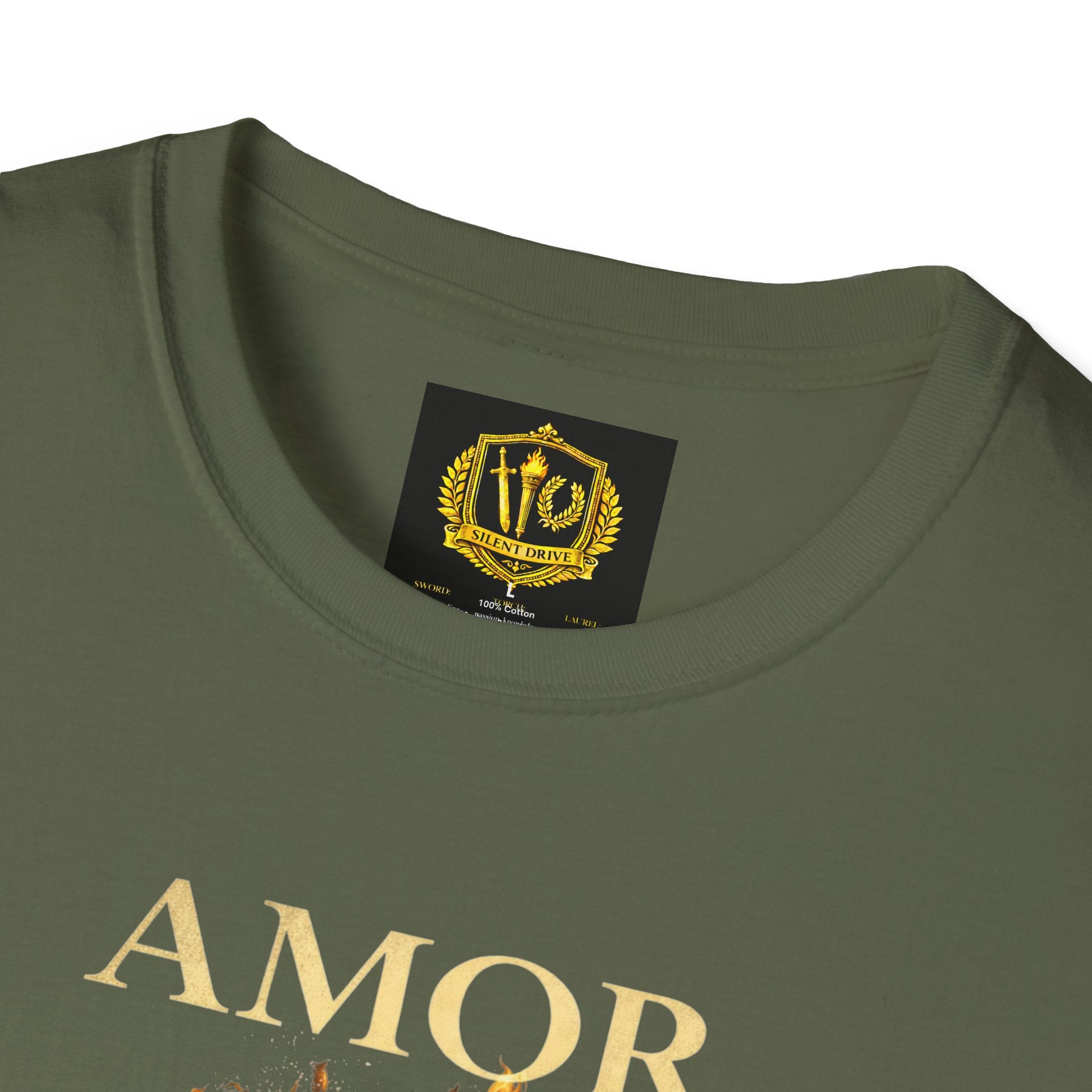 Amor Fati T-Shirt – Stoic Philosophy Flame Head Statue Design (Unisex - Image Printed On The Front)