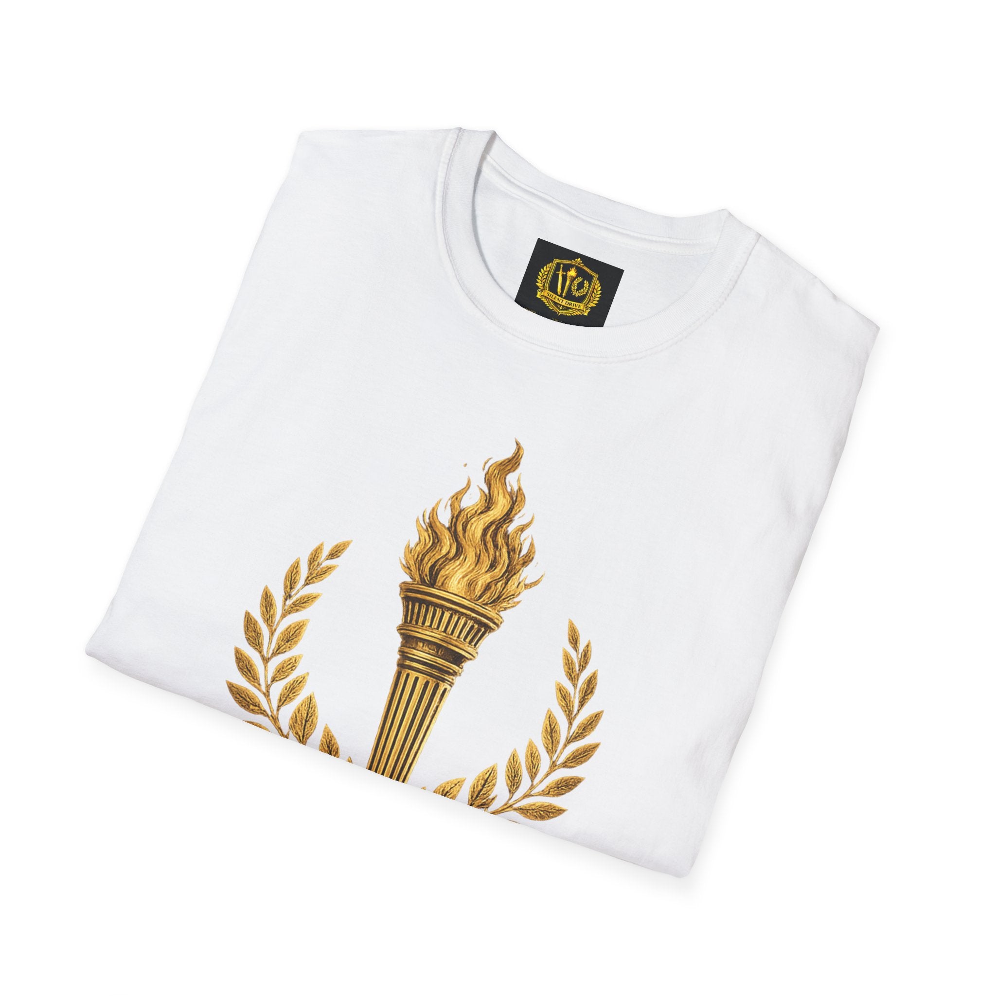 Fate Is the Flame Torch & Laurel Greek Symbol Design (Unisex - Image Printed On The Front)