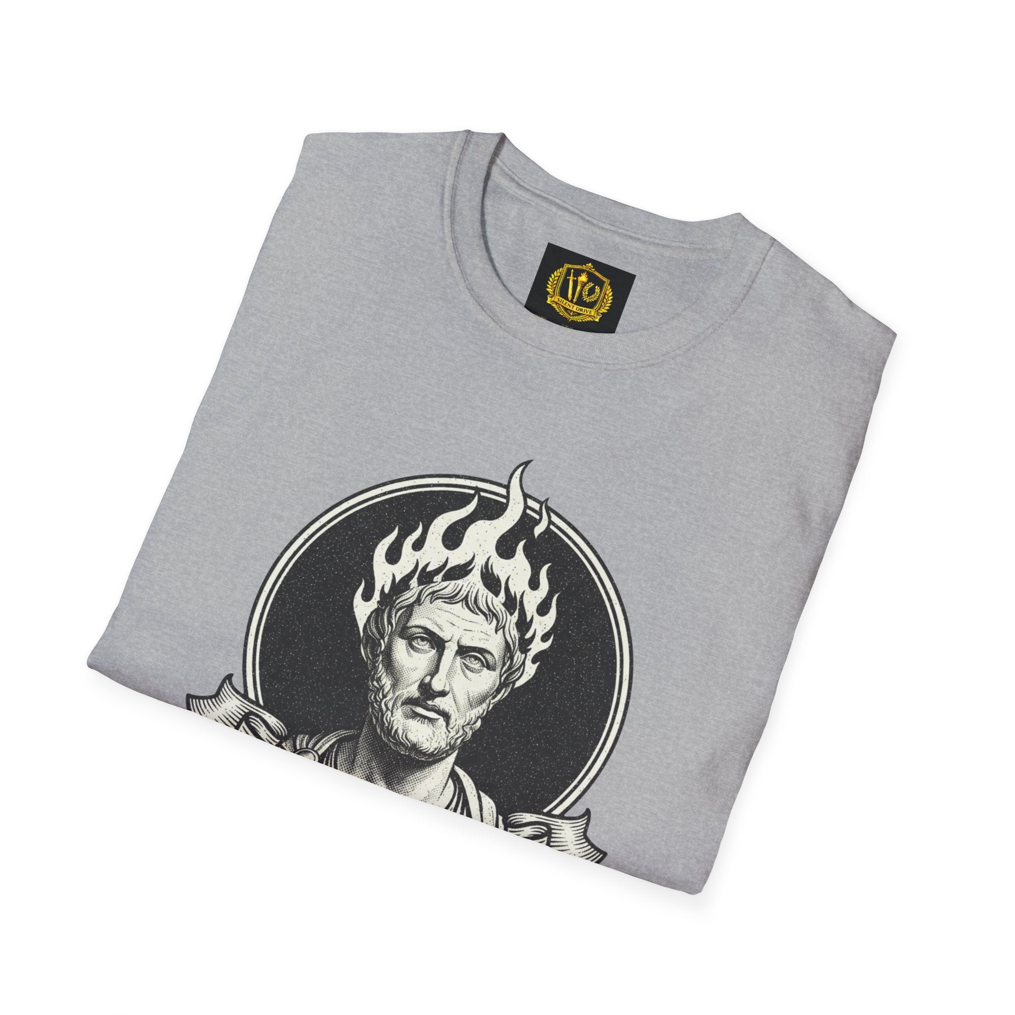 Vintage Marcus Aurelius Design Gold Torch & Laurel Roman Philosophy Shirt (Unisex - Image Printed On The Front)