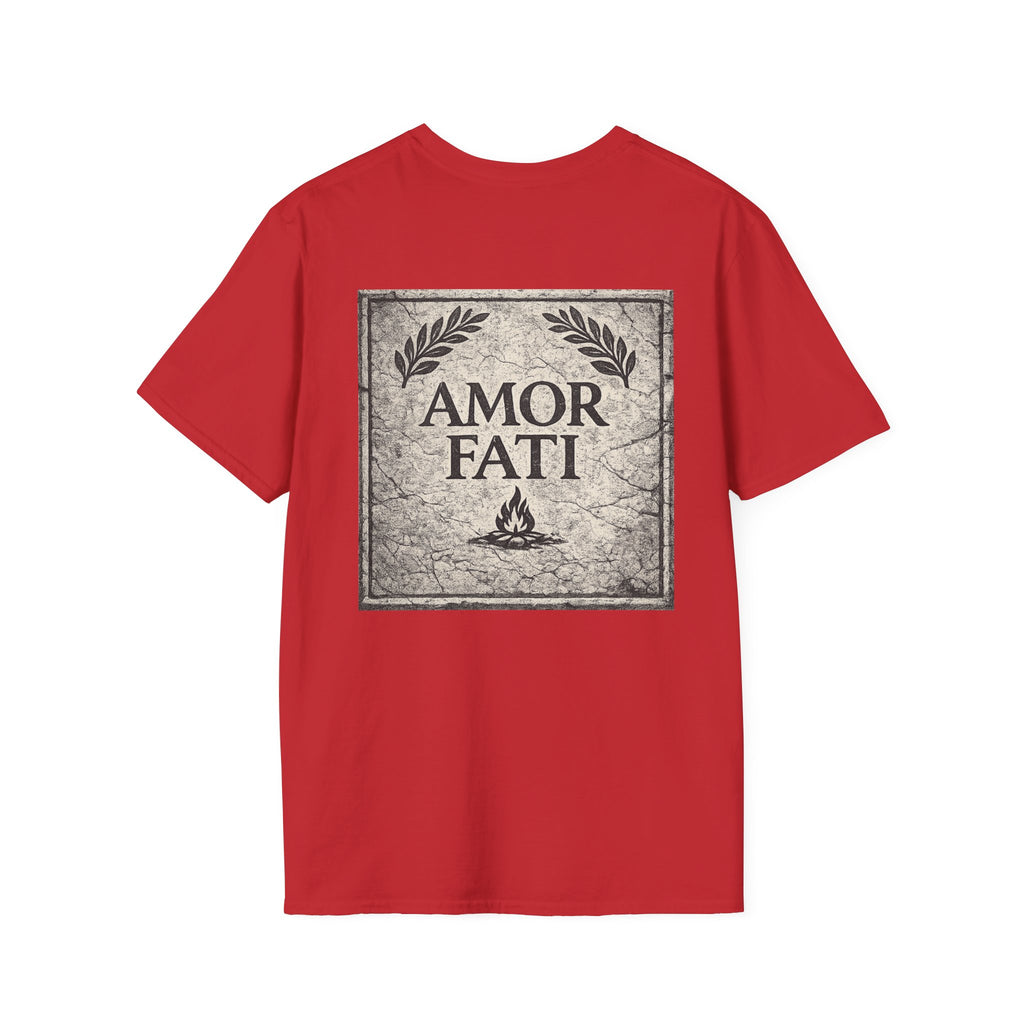 Stoic Philosophy Shirt with Latin Motto Minimalist Fate & Stoicism Design (Unisex- Image Printed On The Back)