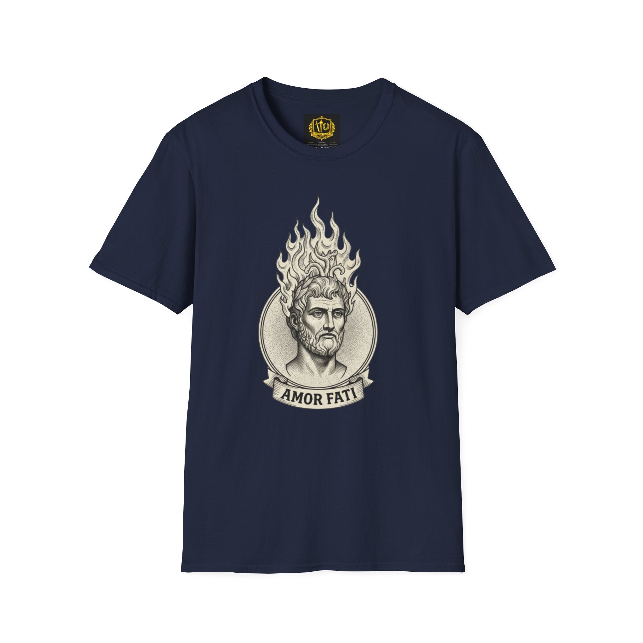 Flame of Fate Philosophy Shirt Classical Roman Stoicism Design (Unisex - Image Printed On The Front)
