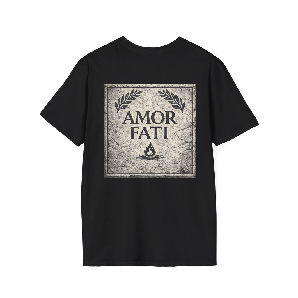 Stoic Philosophy Shirt with Latin Motto Minimalist Fate & Stoicism Design (Unisex- Image Printed On The Back)
