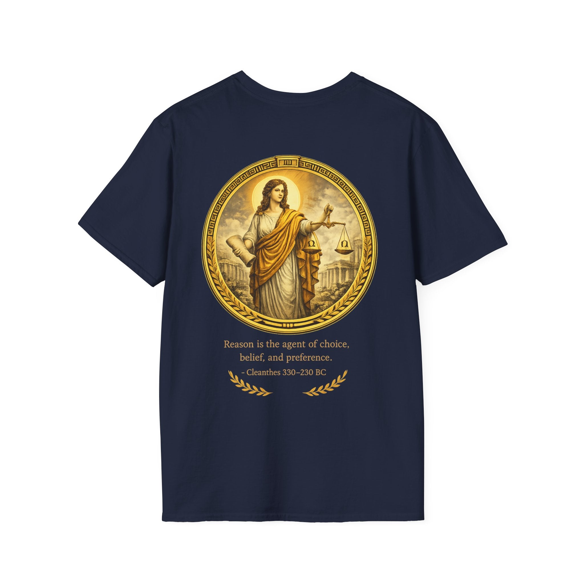Ancient Greek Wisdom “Reason Is the Agent of Choice” Classical Art Tee (Unisex- Image Printed On The Back)