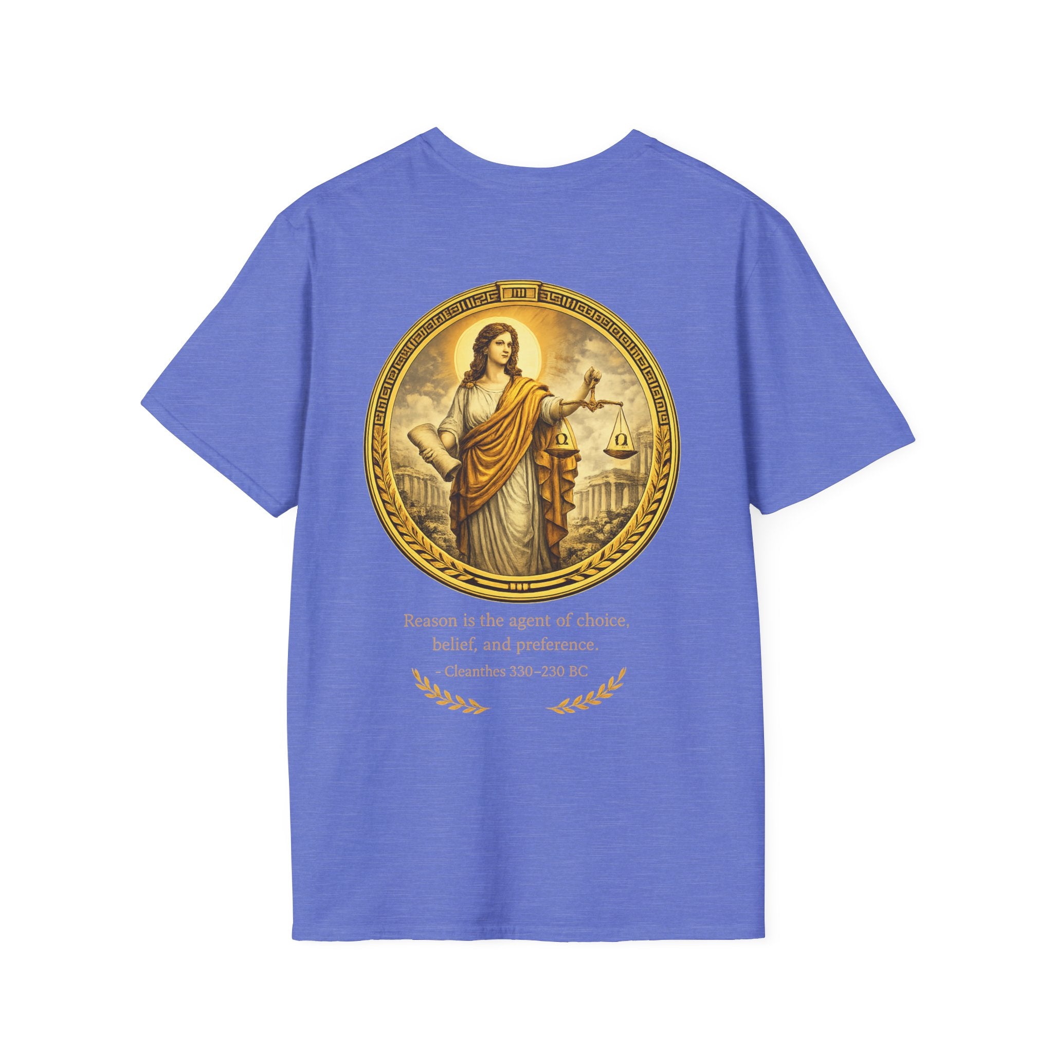Ancient Greek Wisdom “Reason Is the Agent of Choice” Classical Art Tee (Unisex- Image Printed On The Back)
