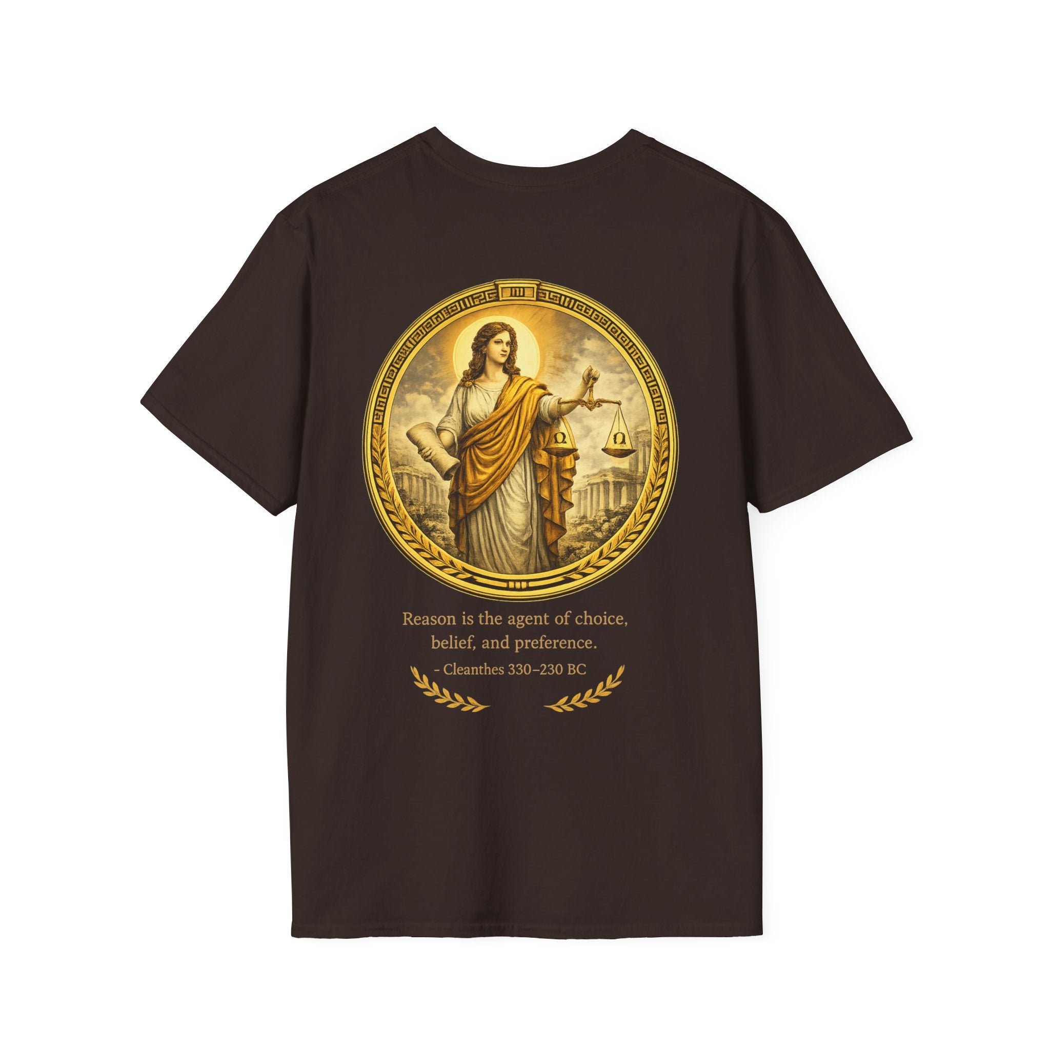 Ancient Greek Wisdom “Reason Is the Agent of Choice” Classical Art Tee (Unisex- Image Printed On The Back)