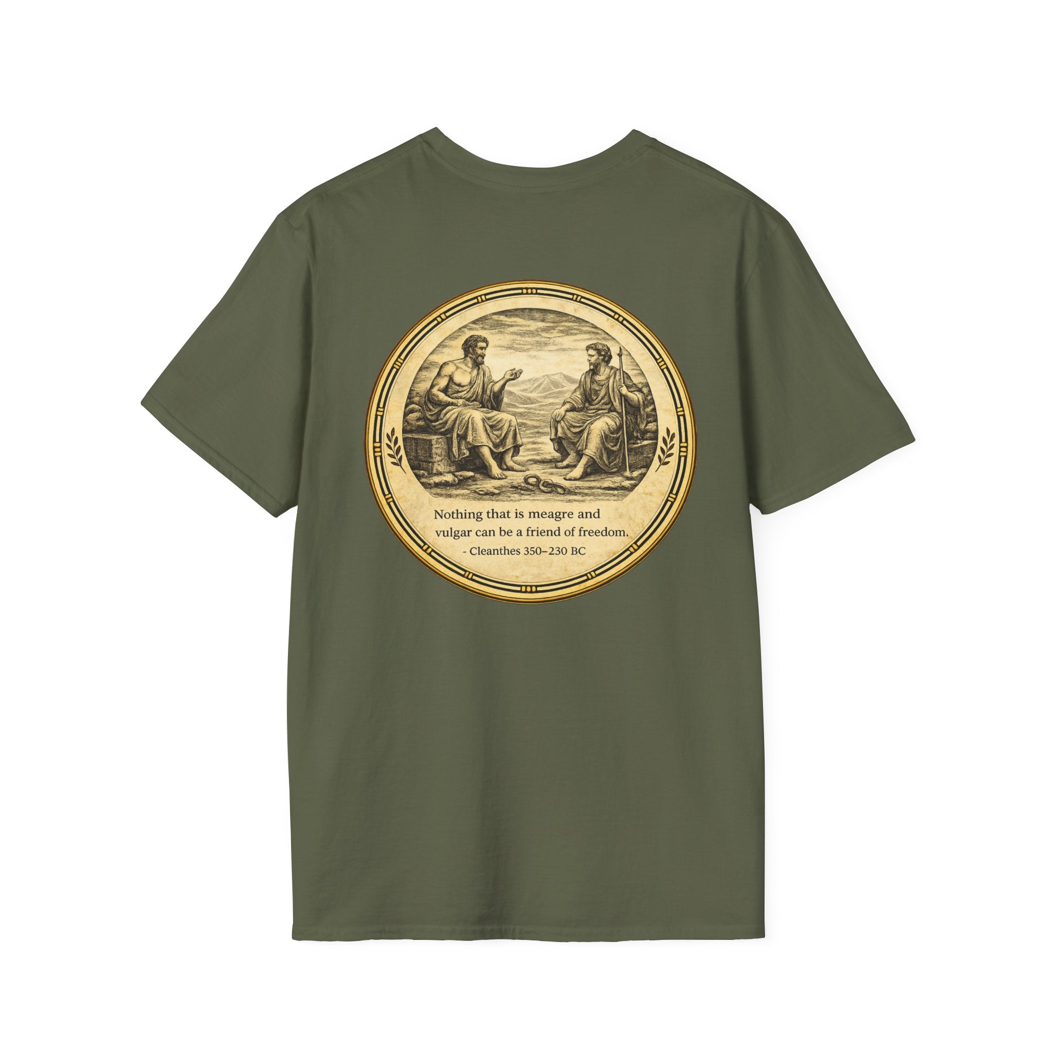 Ancient Greek Wisdom “Nothing That Is Meagre” Classical Art Shirt (Unisex- Image Printed On The Back)