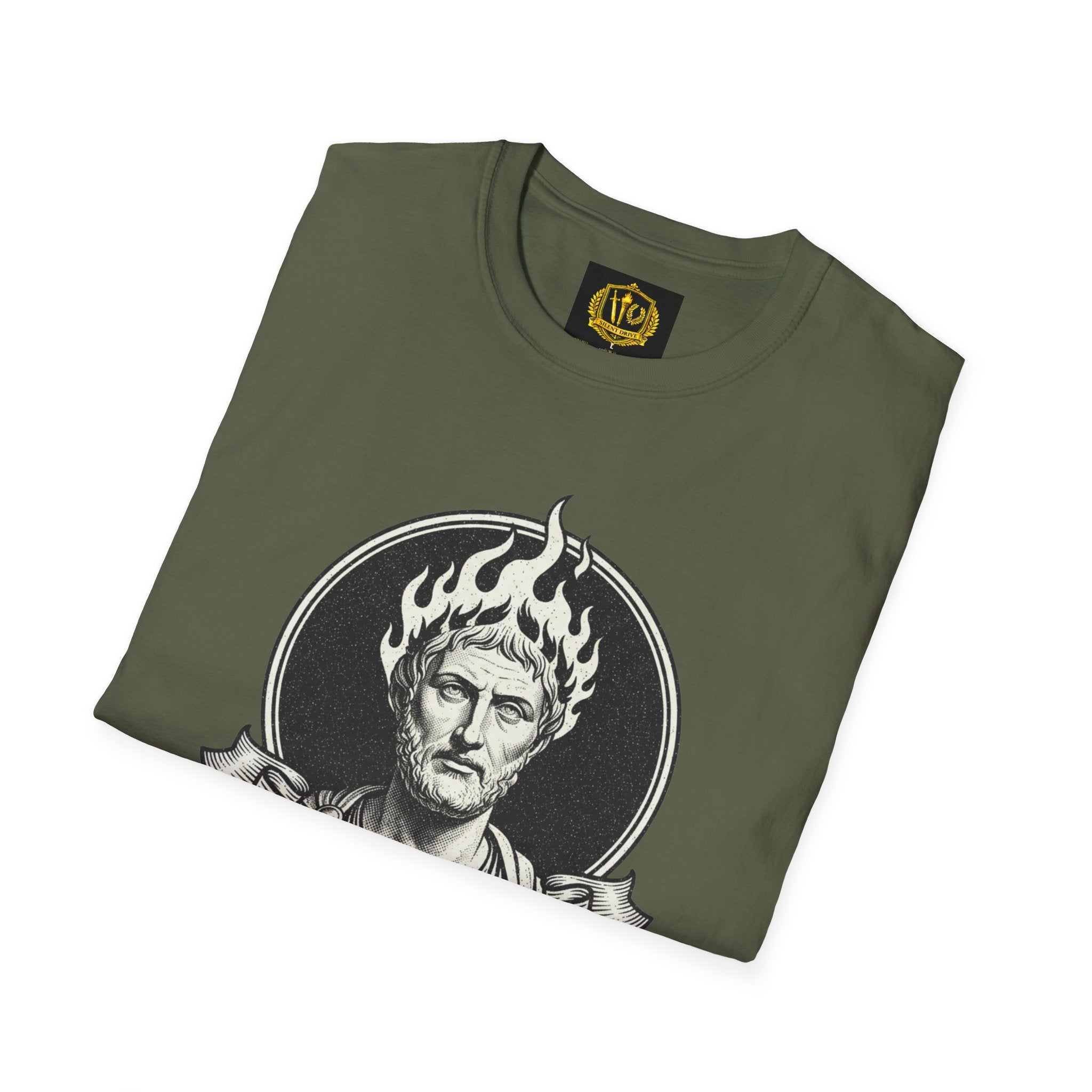 Vintage Marcus Aurelius Design Gold Torch & Laurel Roman Philosophy Shirt (Unisex - Image Printed On The Front)