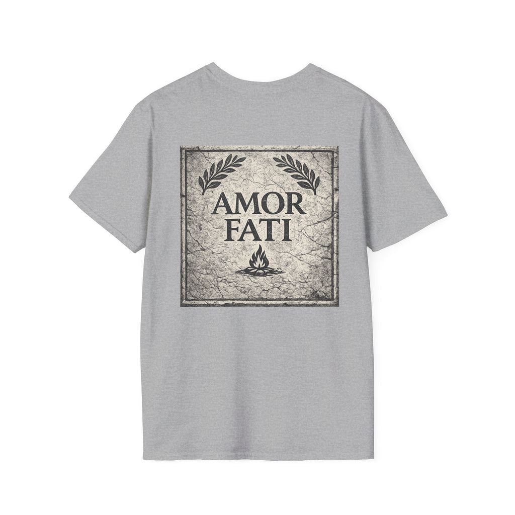 Stoic Philosophy Shirt with Latin Motto Minimalist Fate & Stoicism Design (Unisex- Image Printed On The Back)