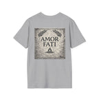 Stoic Philosophy Shirt with Latin Motto Minimalist Fate & Stoicism Design (Unisex- Image Printed On The Back)