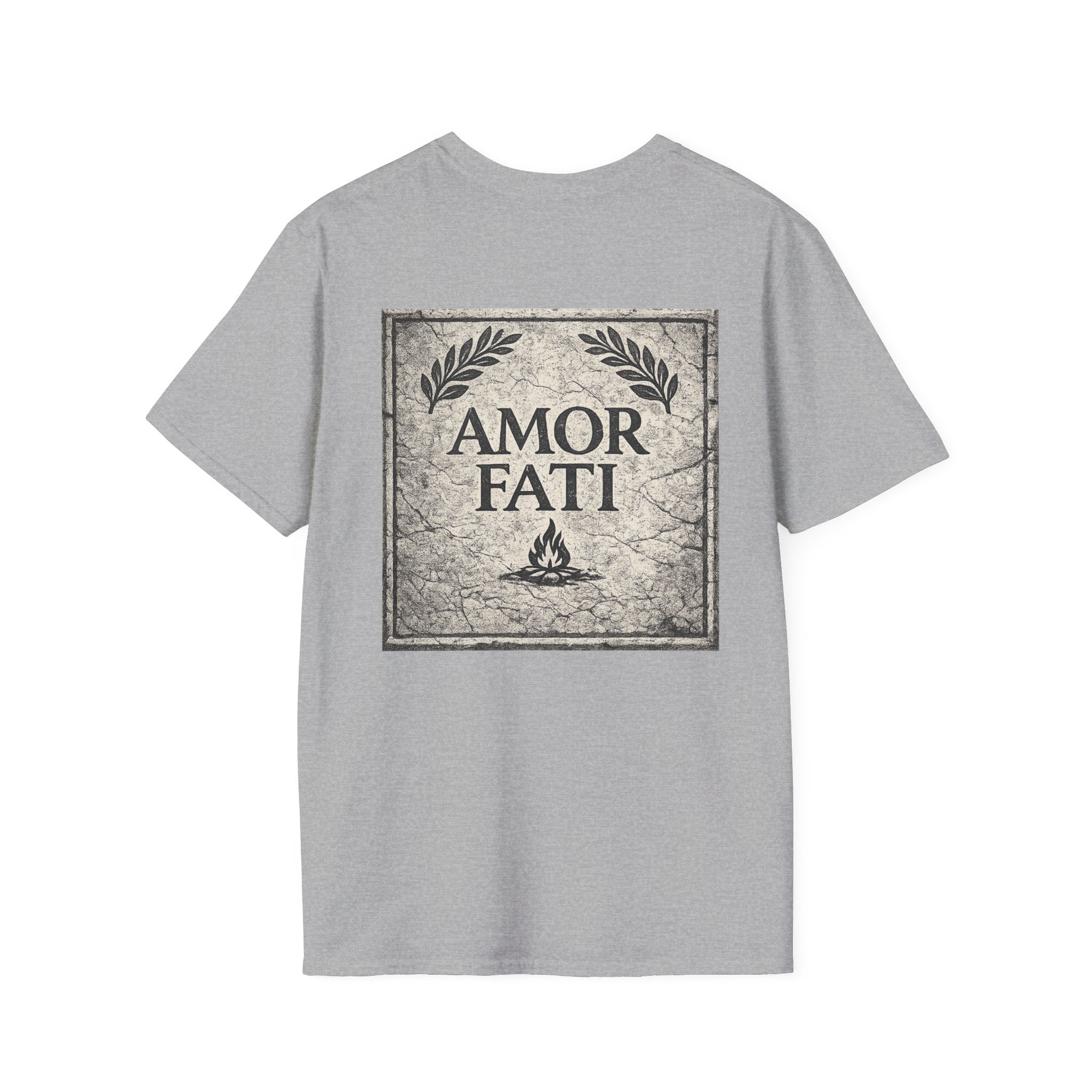 Stoic Philosophy Shirt with Latin Motto Minimalist Fate & Stoicism Design (Unisex- Image Printed On The Back)