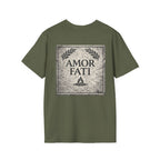 Stoic Philosophy Shirt with Latin Motto Minimalist Fate & Stoicism Design (Unisex- Image Printed On The Back)