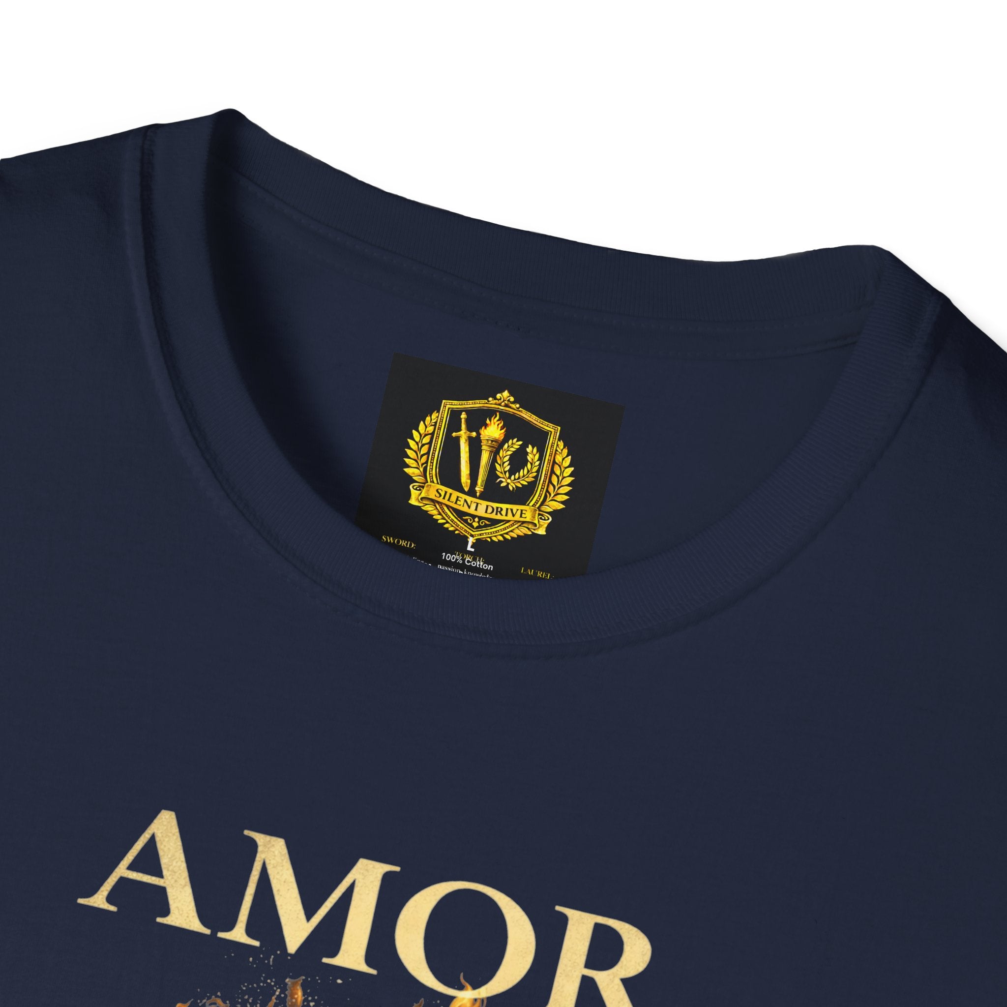 Amor Fati T-Shirt – Stoic Philosophy Flame Head Statue Design (Unisex - Image Printed On The Front)