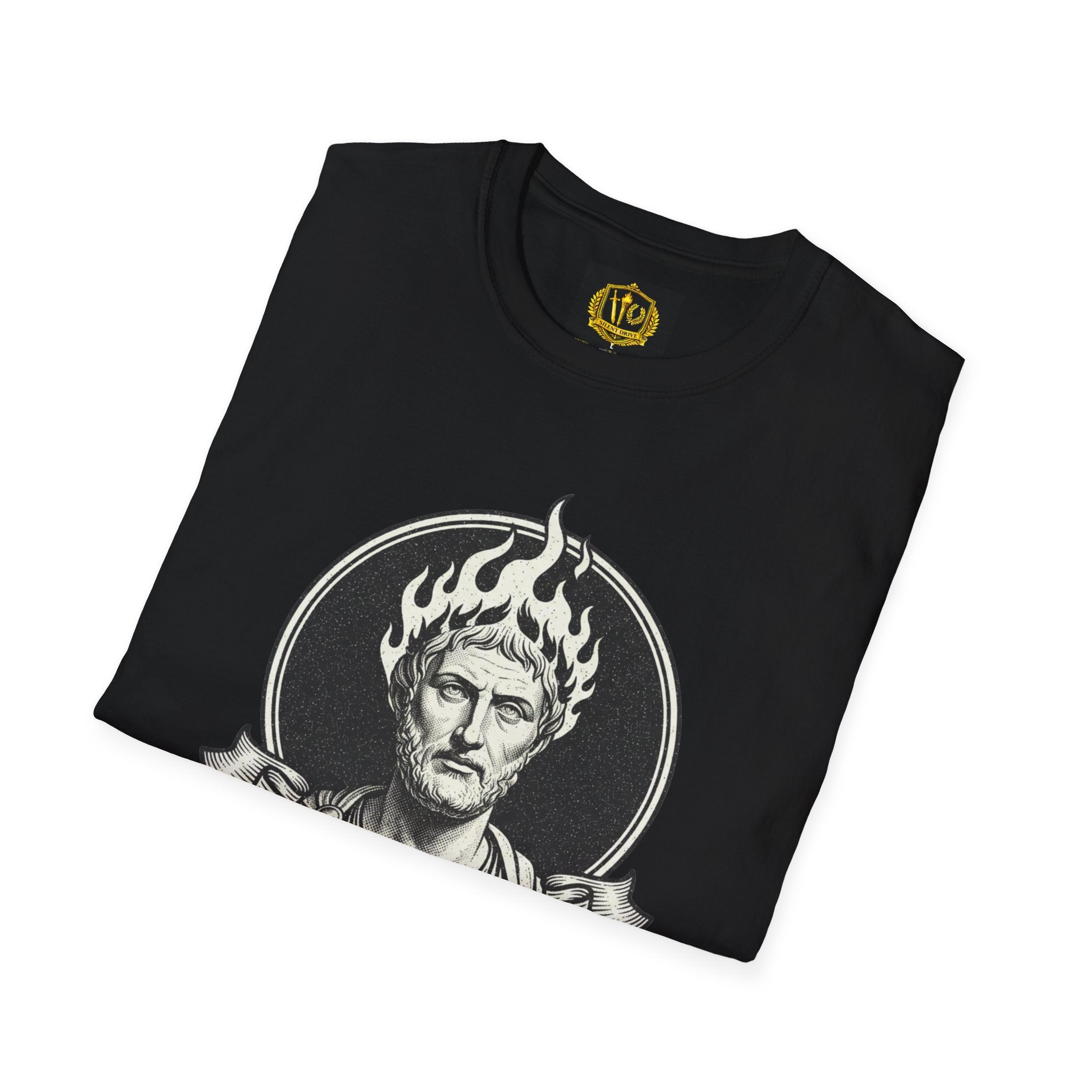 Vintage Marcus Aurelius Design Gold Torch & Laurel Roman Philosophy Shirt (Unisex - Image Printed On The Front)