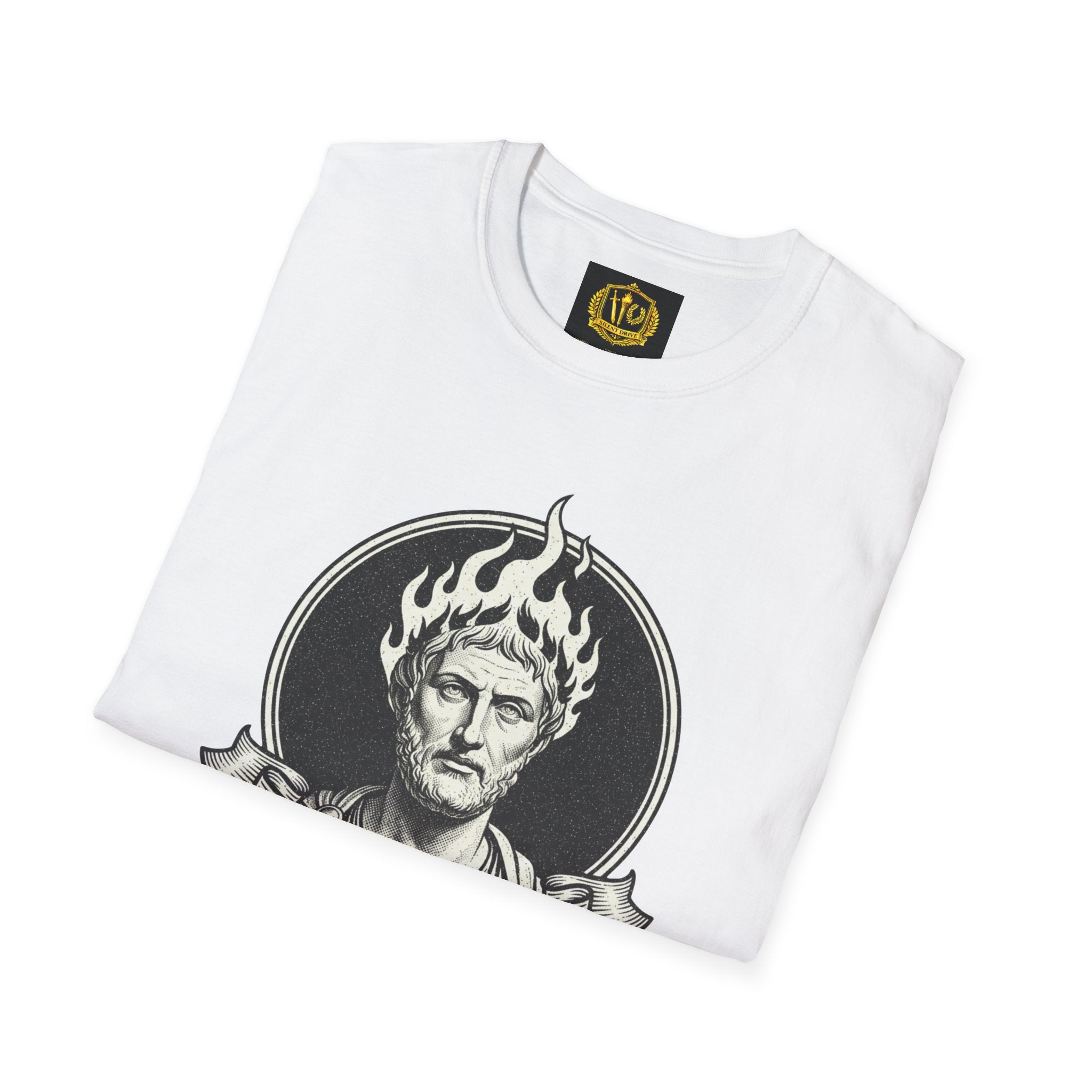Vintage Marcus Aurelius Design Gold Torch & Laurel Roman Philosophy Shirt (Unisex - Image Printed On The Front)