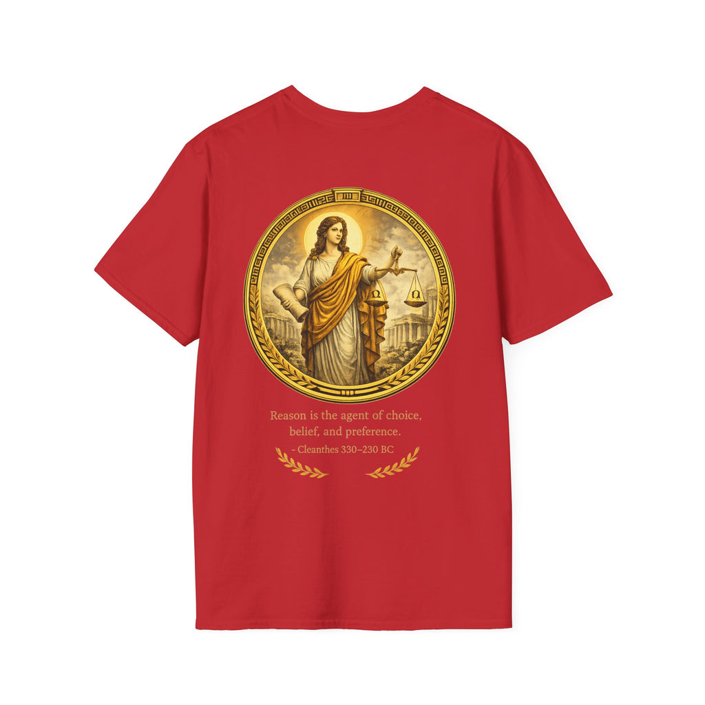 Ancient Greek Wisdom “Reason Is the Agent of Choice” Classical Art Tee (Unisex- Image Printed On The Back)