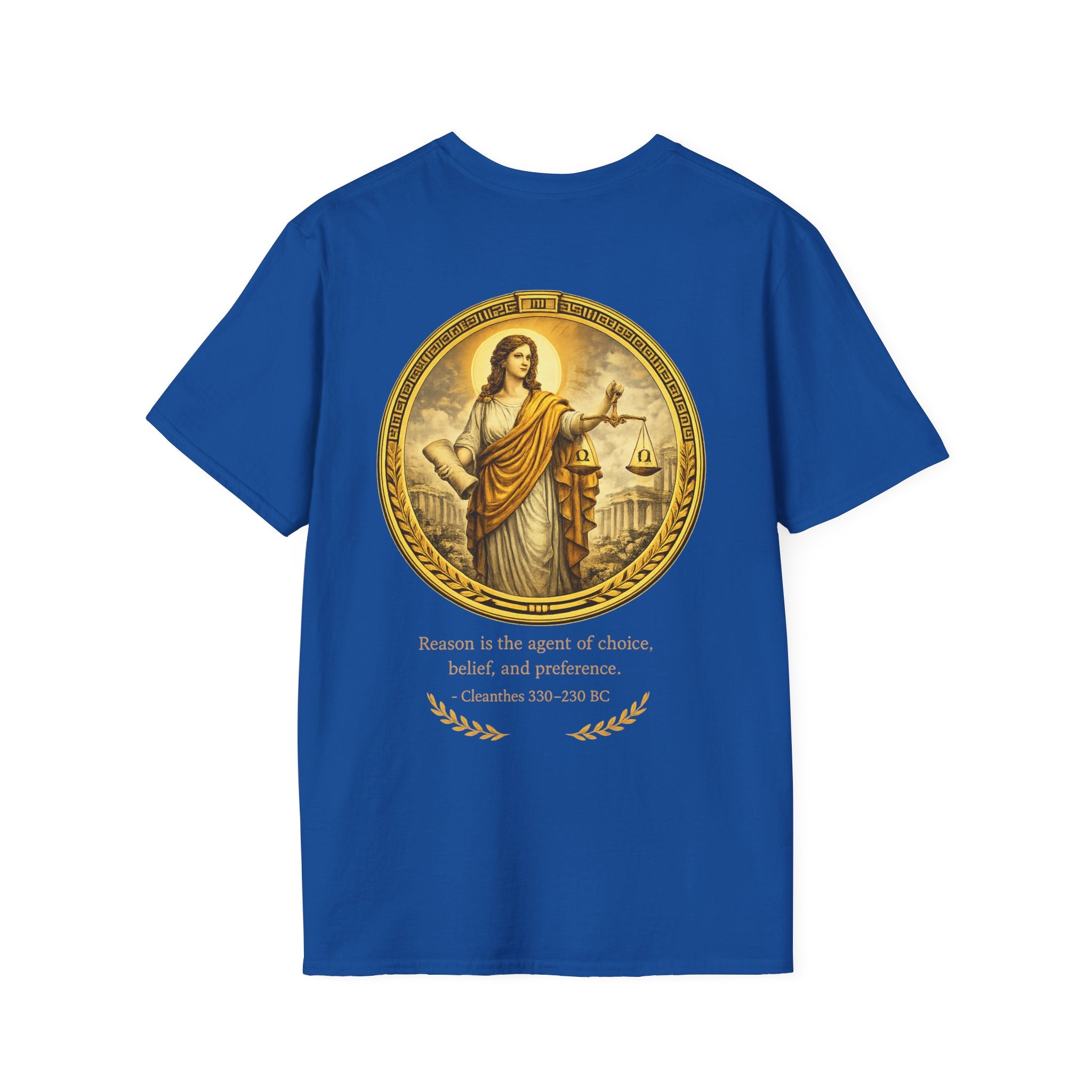 Ancient Greek Wisdom “Reason Is the Agent of Choice” Classical Art Tee (Unisex- Image Printed On The Back)