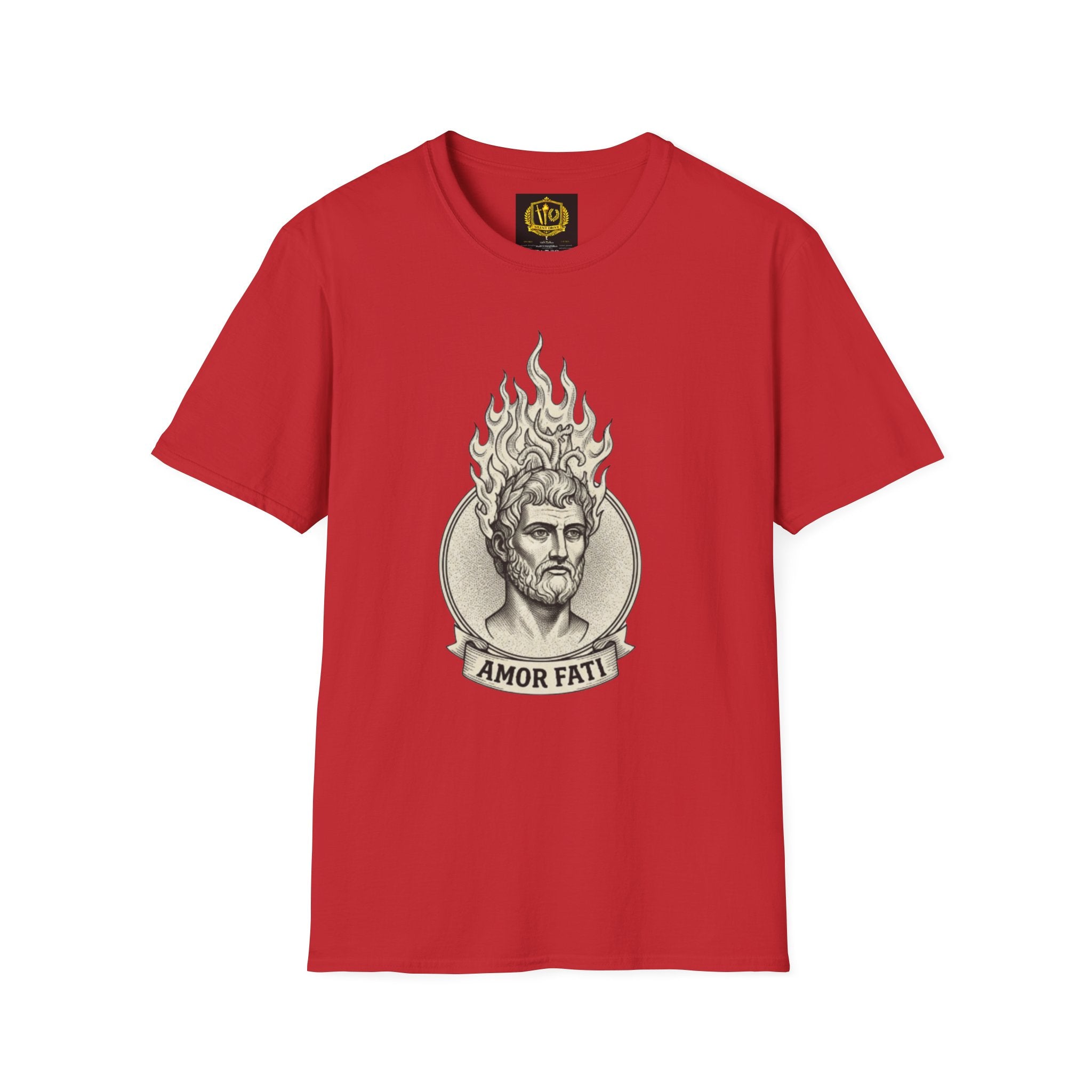 Flame of Fate Philosophy Shirt Classical Roman Stoicism Design (Unisex - Image Printed On The Front)