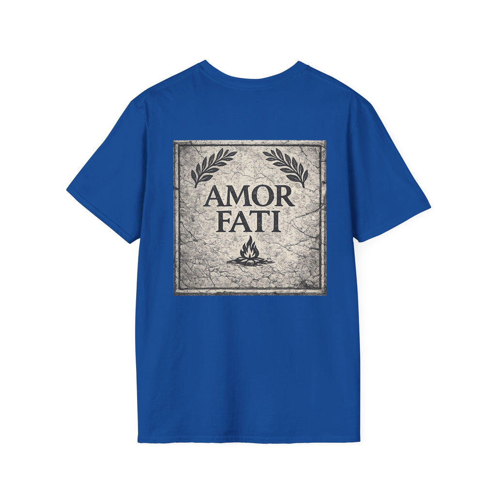 Stoic Philosophy Shirt with Latin Motto Minimalist Fate & Stoicism Design (Unisex- Image Printed On The Back)