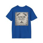 Stoic Philosophy Shirt with Latin Motto Minimalist Fate & Stoicism Design (Unisex- Image Printed On The Back)