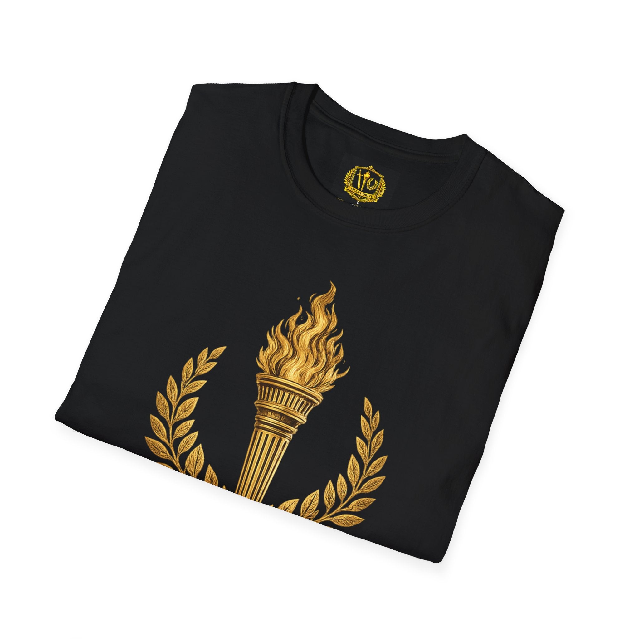 Fate Is the Flame Torch & Laurel Greek Symbol Design (Unisex - Image Printed On The Front)