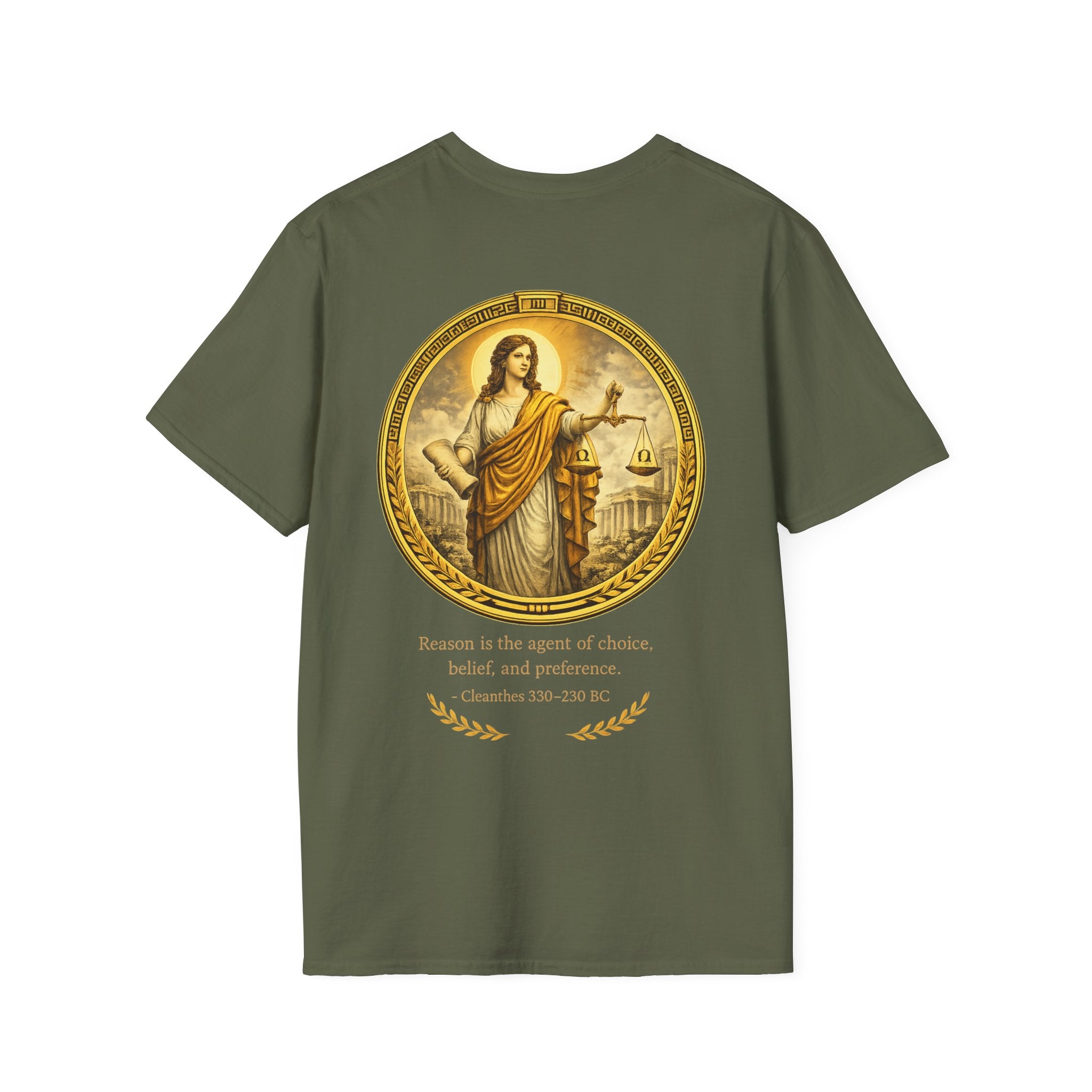 Ancient Greek Wisdom “Reason Is the Agent of Choice” Classical Art Tee (Unisex- Image Printed On The Back)