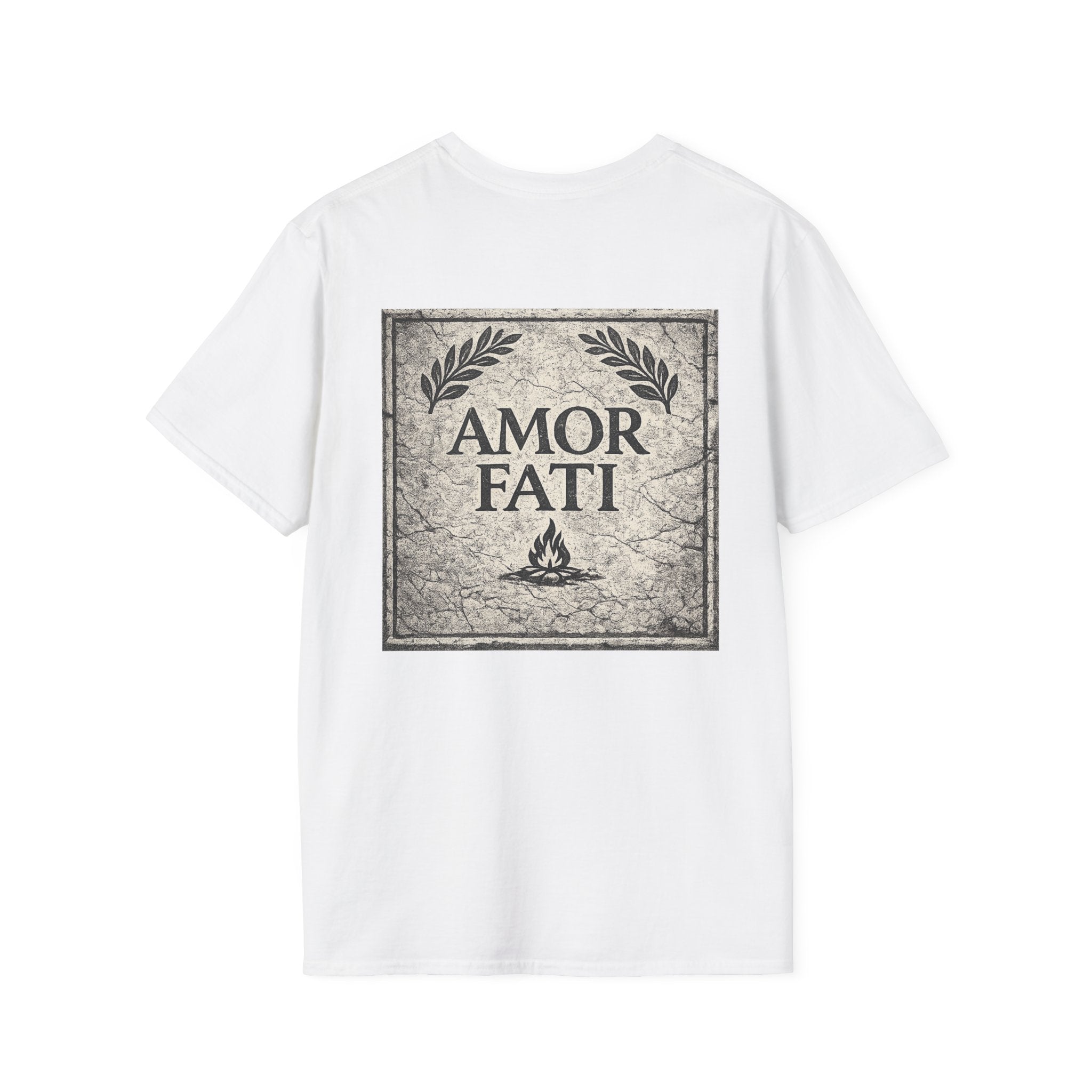 Stoic Philosophy Shirt with Latin Motto Minimalist Fate & Stoicism Design (Unisex- Image Printed On The Back)