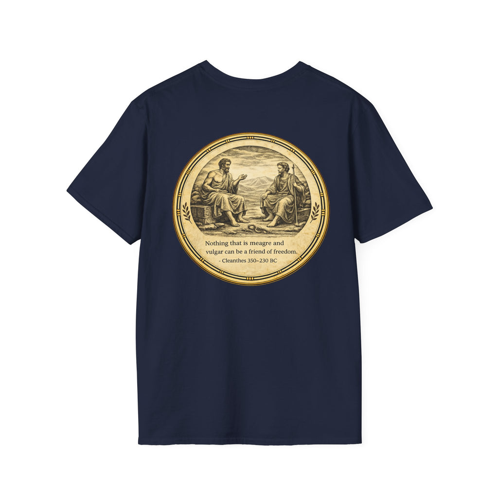 Ancient Greek Wisdom “Nothing That Is Meagre” Classical Art Shirt (Unisex- Image Printed On The Back)