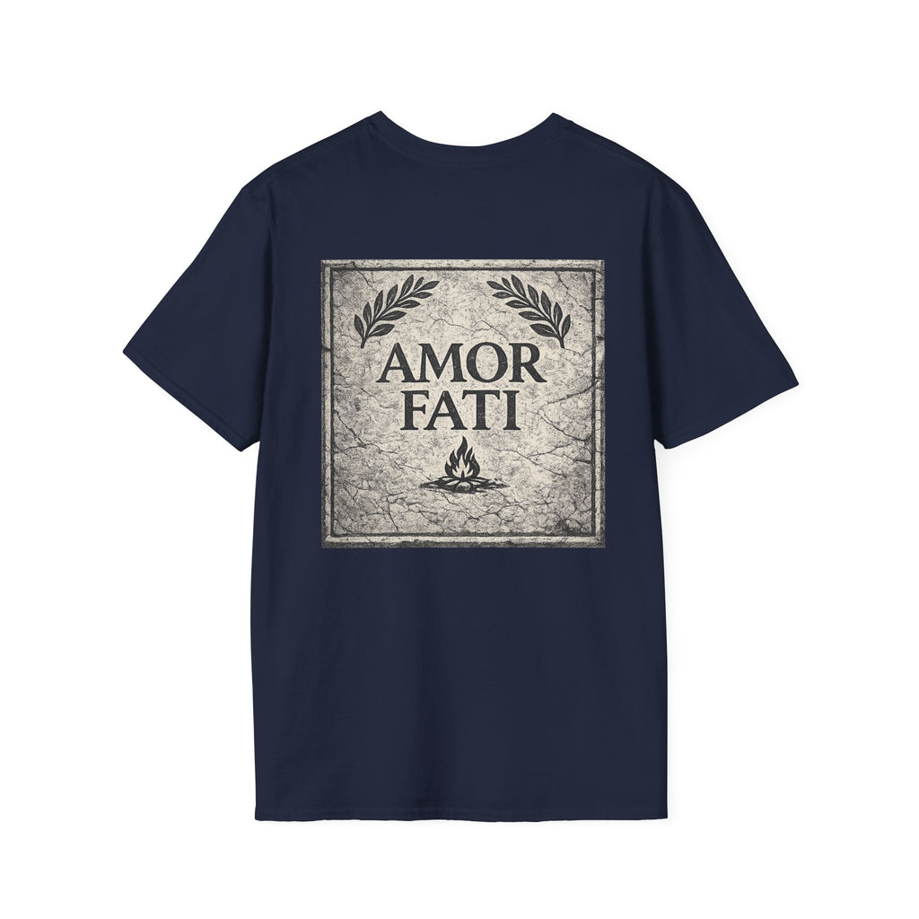 Stoic Philosophy Shirt with Latin Motto Minimalist Fate & Stoicism Design (Unisex- Image Printed On The Back)