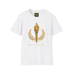Fate Is the Flame Torch & Laurel Greek Symbol Design (Unisex - Image Printed On The Front)