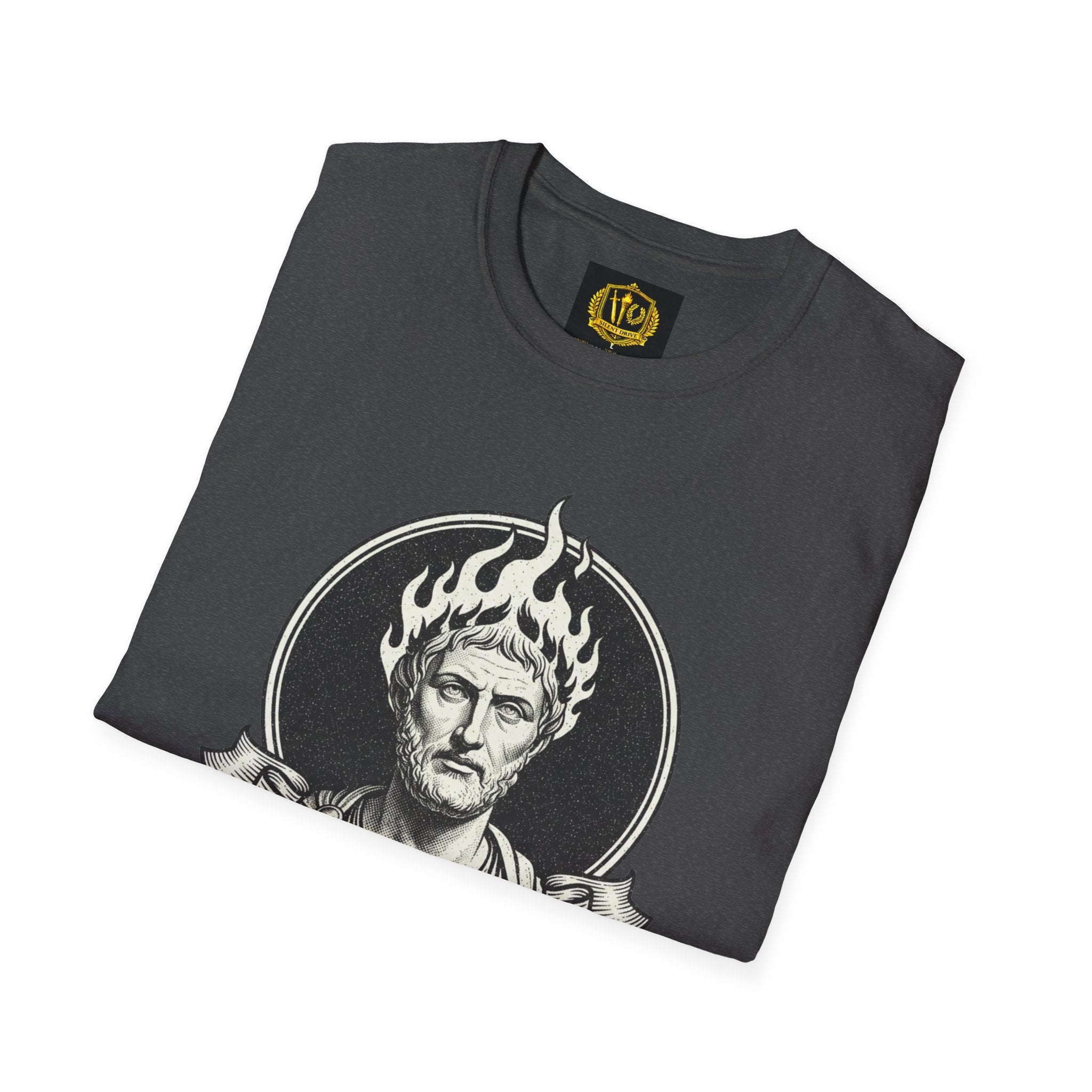 Vintage Marcus Aurelius Design Gold Torch & Laurel Roman Philosophy Shirt (Unisex - Image Printed On The Front)