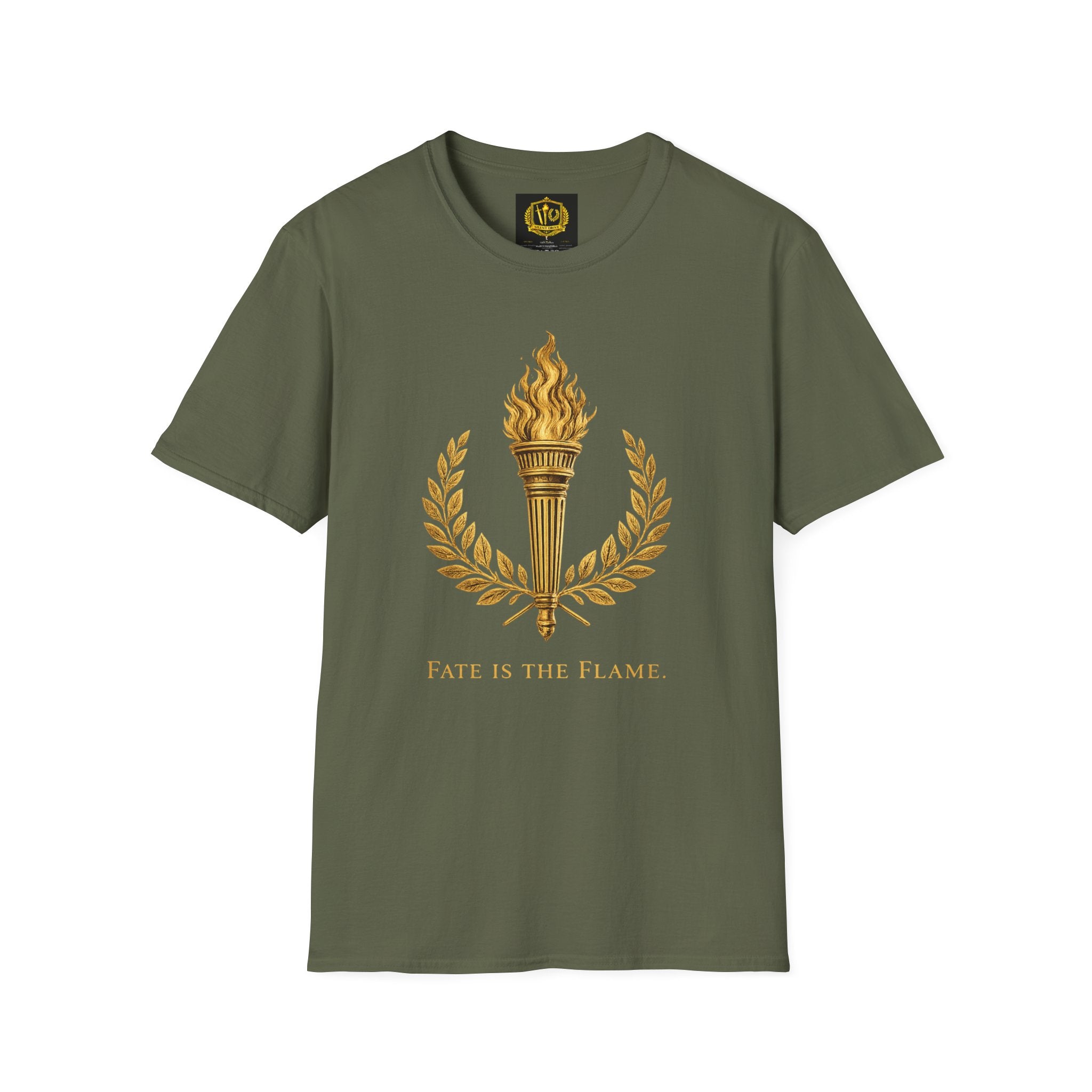 Fate Is the Flame Torch & Laurel Greek Symbol Design (Unisex - Image Printed On The Front)